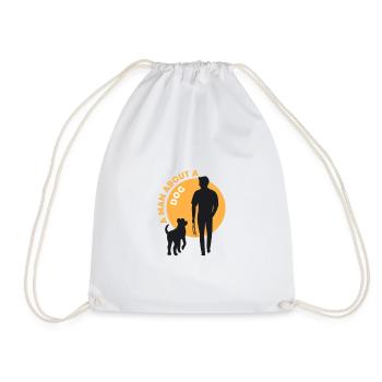 Dog and man - Drawstring Bag - white - Front