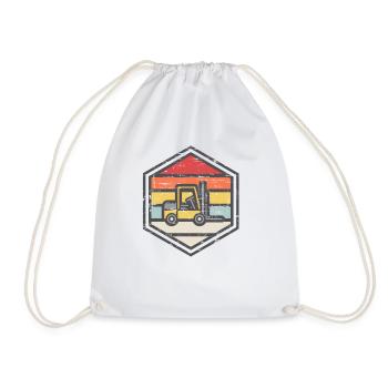Retro Badge Forklift - Drawstring Bag - white - Front
