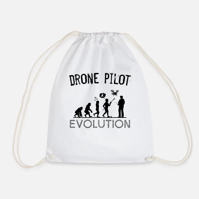 Drone Pilot Evolution Silhouette Drohnen Geschenk - Turnbeutel - Weiß
