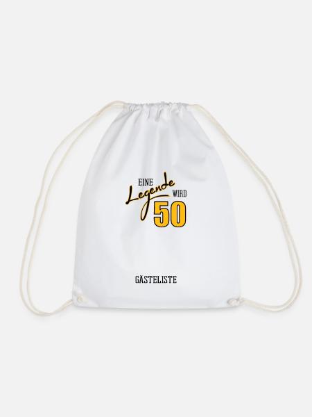 cooles 50. Geburtstag Gästeliste Geschenk - Turnbeutel - Weiß