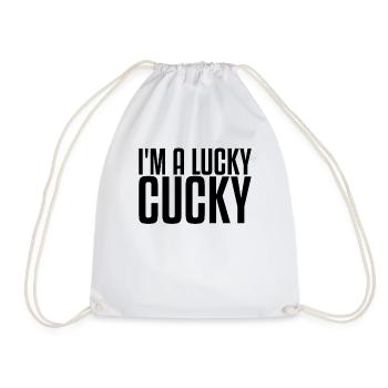 Je suis un chanceux chanceux | Cocu, Cocu, Femme Chaude - Sac de sport léger - blanc - Devant