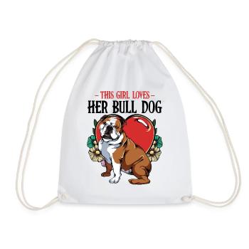 Bulldog mit Herz und Blumen - Turnbeutel - Weiß - Vorne