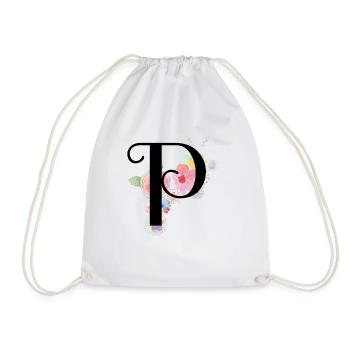Lettre monogramme P avec fleurs pastel - Sac de sport léger - blanc - Devant