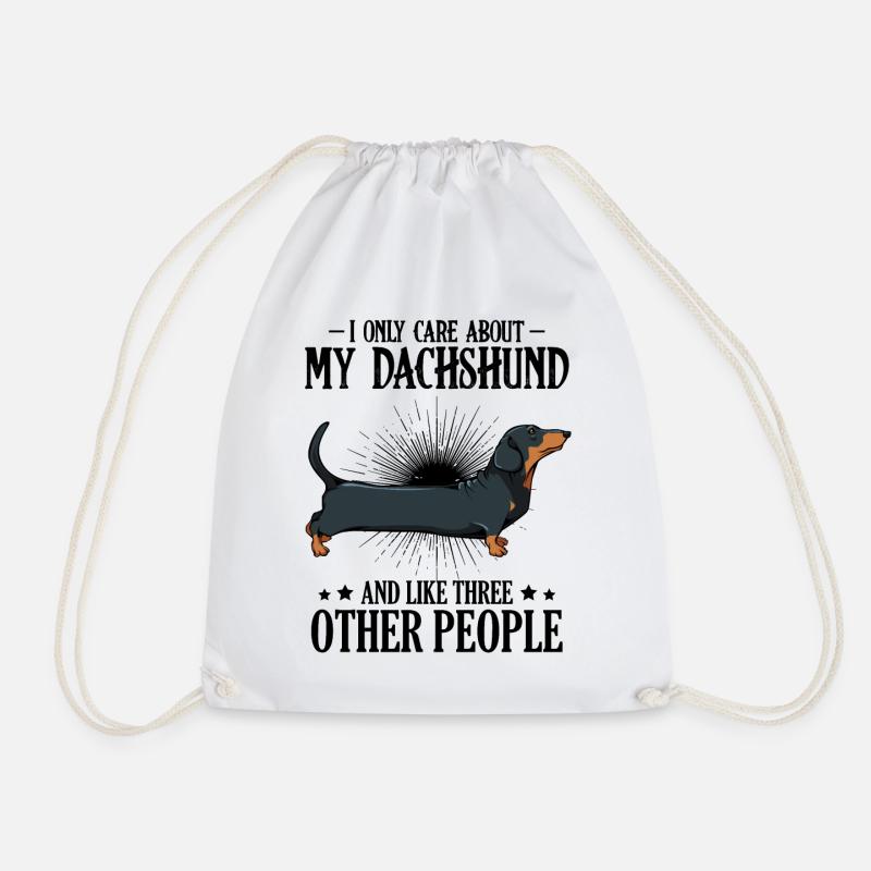 dachshund - Drawstring Bag - white