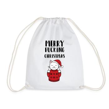 Merry Fucking Christmas Geschenk Idee Katze Xmas - Turnbeutel - Weiß - Vorne