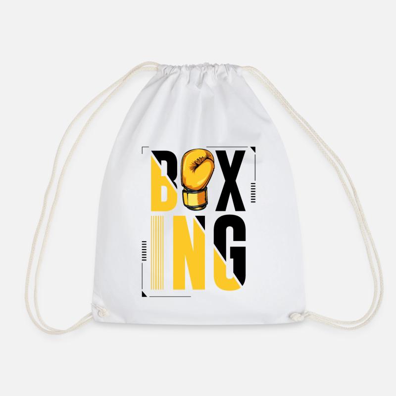 Boxing lettering boxing gloves boxer gift - Drawstring Bag - white