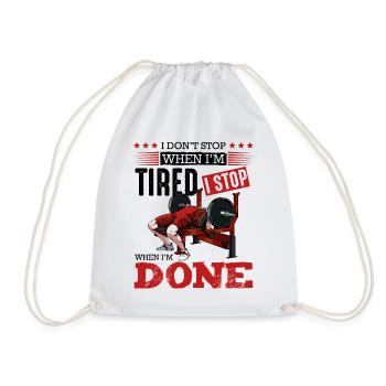 Bench Press Finish – DONE - Drawstring Bag - white - Front