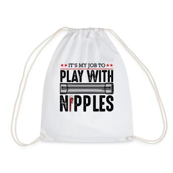 Red Valve In Pipe Illustration - Drawstring Bag - white - Front
