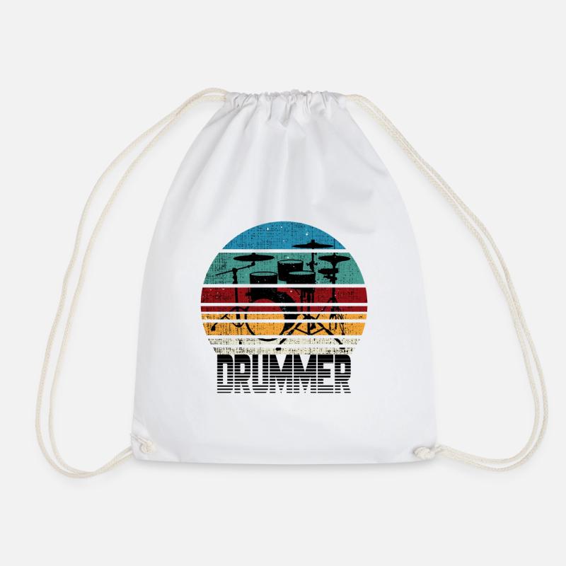 Drummer Drums Drums Drummer Fun Gift - Drawstring Bag - white