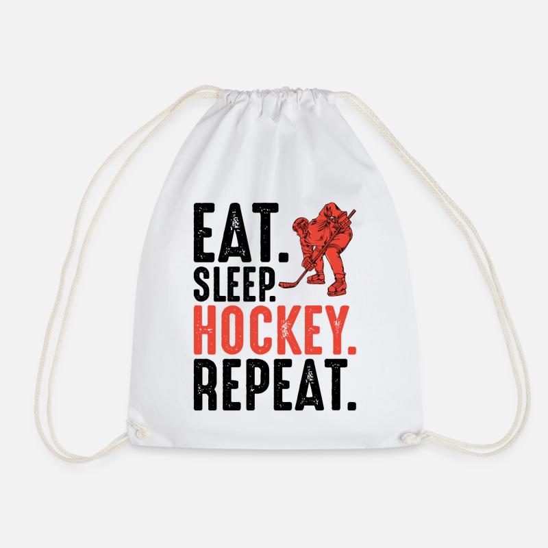 Eat Sleep Hockey Repeat Spruch Eishockey Geschenk - Turnbeutel - Weiß
