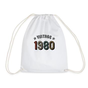 1980 Vintage Retro Jahrgang Geburtsjahr Geburtstag - Turnbeutel - Weiß - Vorne