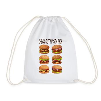 Burger Six Pack Fast Food Essen Lustig Geschenk - Turnbeutel - Weiß - Vorne