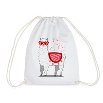 Cadeau d'alpaga lama pour femmes, hommes et enfants - Sac de sport léger - blanc - Devant