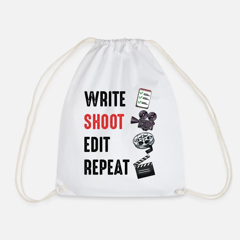 Write Shoot Edit Repeat Spruch Regisseur Geschenk - Turnbeutel - Weiß