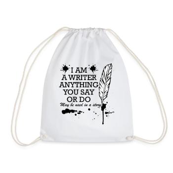 Writer saying funny pen gift - Drawstring Bag - white - Front