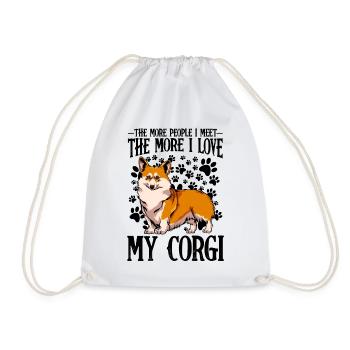 Welsh Corgi Funny Sayings Dog Owner Gift - Drawstring Bag - white - Front