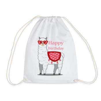 Lama Alpaka Birthday Geschenk Damen Herren Kinder - Turnbeutel - Weiß - Vorne