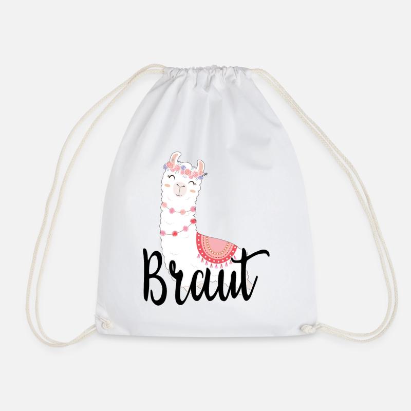 Die Braut Bride to be Alpaka Lama JGA Geschenk - Turnbeutel - Weiß
