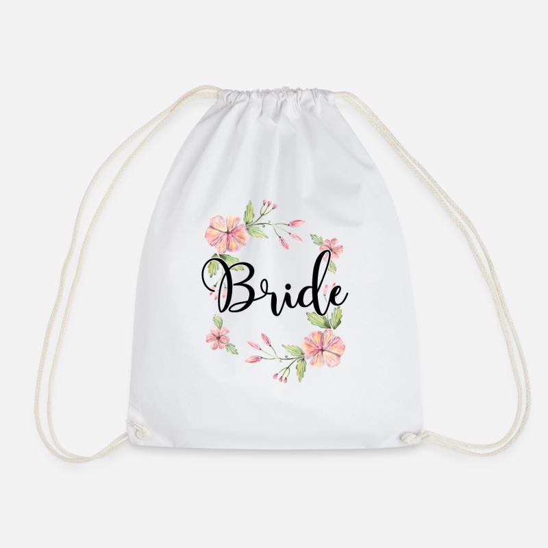 Braut Bride to be Blumenkranz Blumen Verlobung JGA - Turnbeutel - Weiß