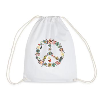 Peace Symbol 60er 70er Jahre Hippie Kostüm - Turnbeutel - Weiß - Vorne