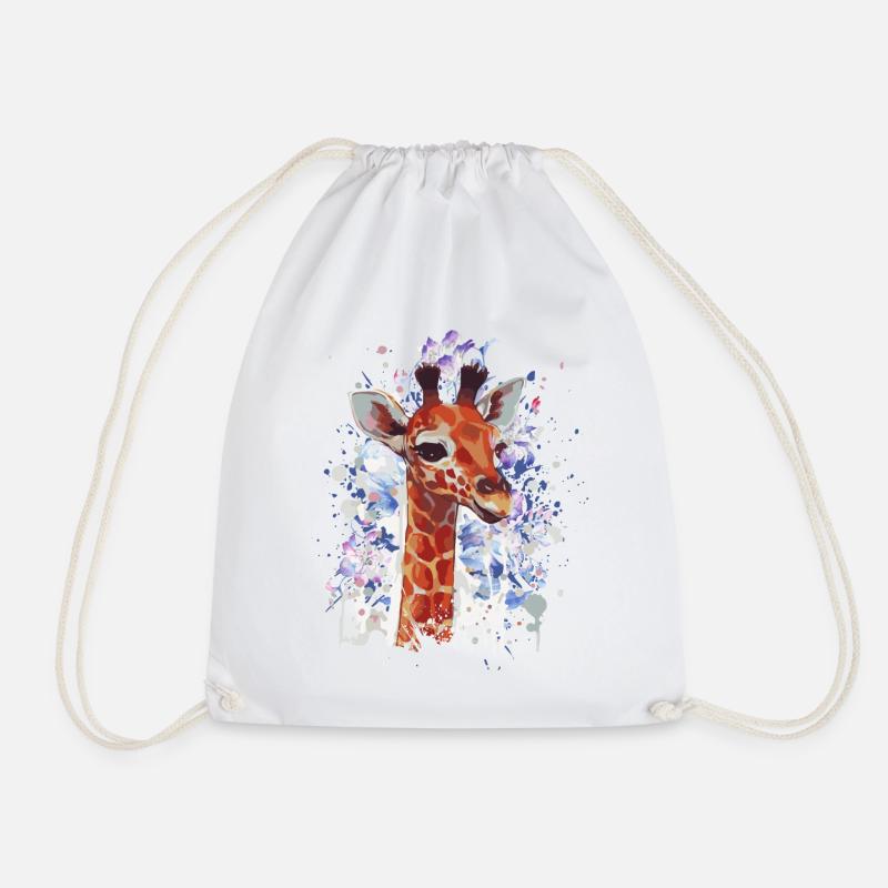 Giraffe - Giraffe Baby - Cool Giraffe - Drawstring Bag - white