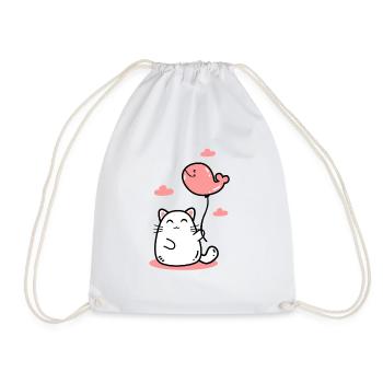 Ballon baleine chaton - Sac de sport léger - blanc - Devant
