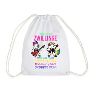 Zwillinge Geschenk Mädchen Jungen Kinder - Turnbeutel - Weiß - Vorne