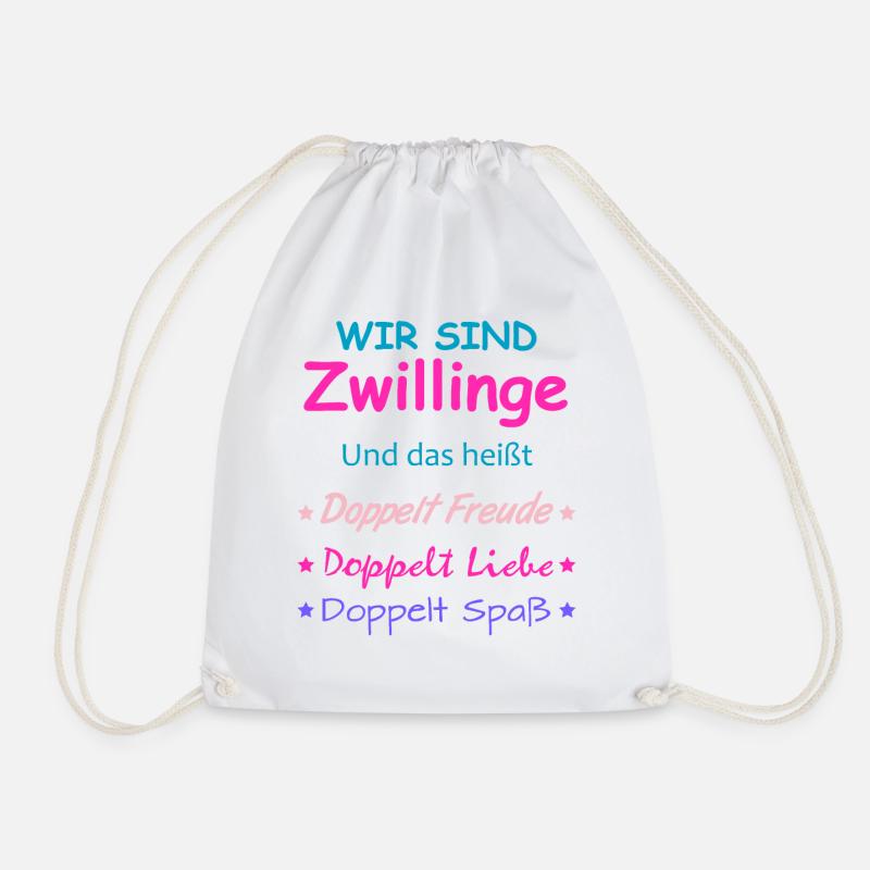 Zwillinge Geschenk Mädchen Jungen Kinder - Turnbeutel - Weiß