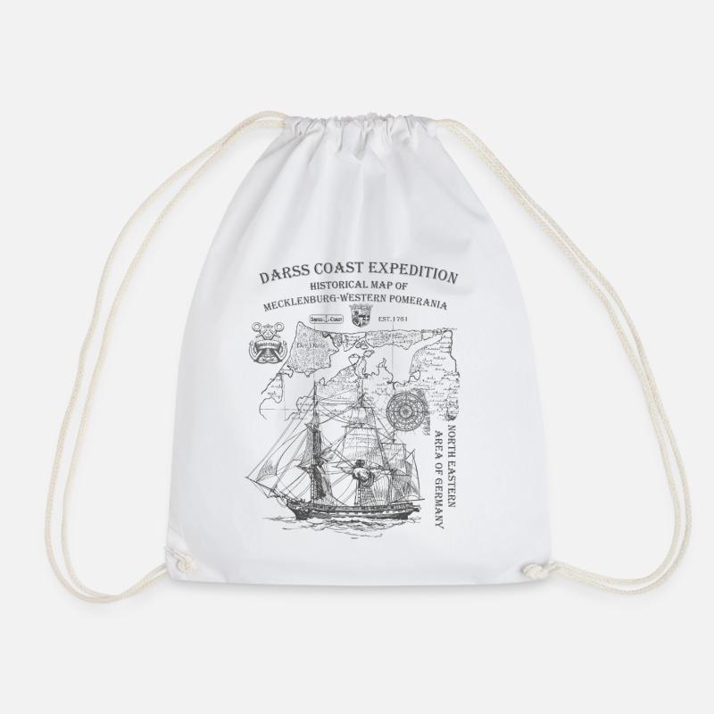 Darss Coast Expedition - historical - Drawstring Bag - white