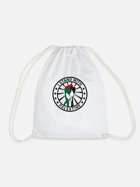 I Stand With Palestine Freedom for Palestine - Drawstring Bag - white