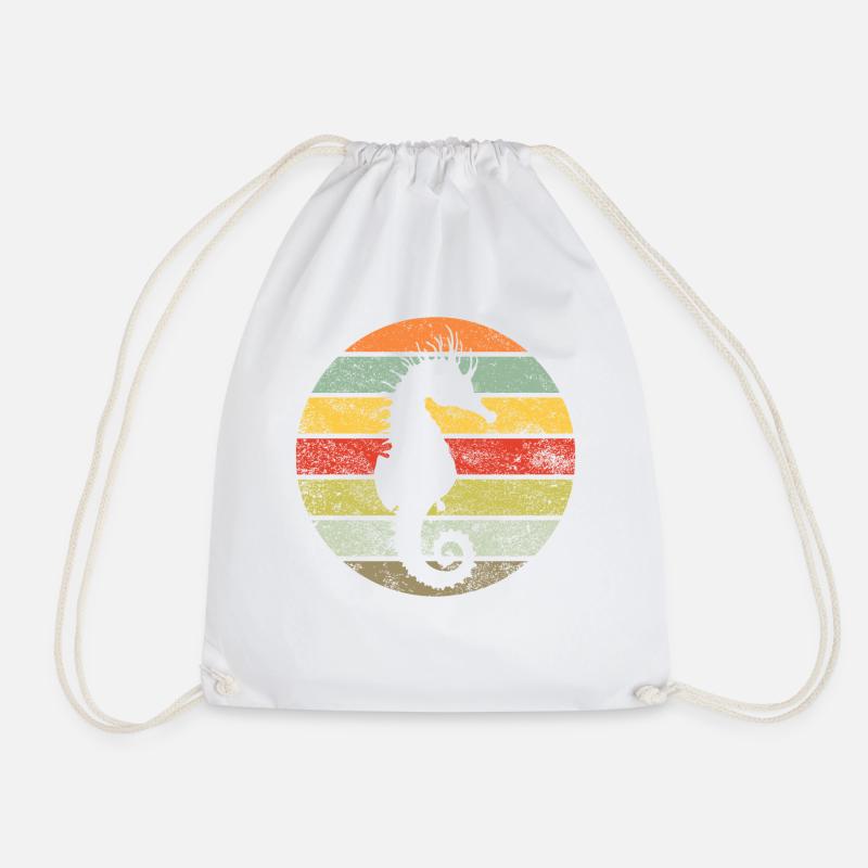 Seepferdchen Meerestiere Retro Geschenk Fische - Turnbeutel - Weiß