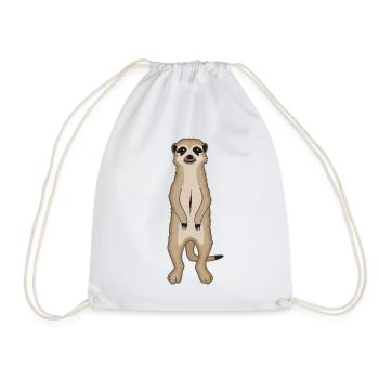 Meerkat Funny Gift Ladies Gentlemen Children - Drawstring Bag - white - Front
