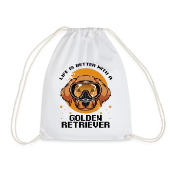 Hund Golden Retriever Taucher mit orangenem Kreis - Turnbeutel - Weiß - Vorne