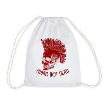 Punks Not Dead Punker Punk Rock Skull Gift - Drawstring Bag - white - Front
