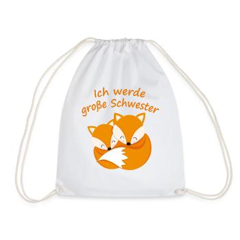 Ich werde Große Schwester Geschenk Mädchen Fuchs - Turnbeutel - Weiß - Vorne