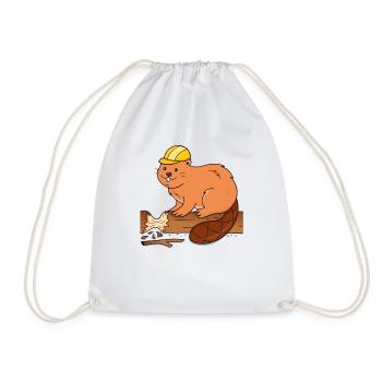 Bieber with helmet - Drawstring Bag - white - Front