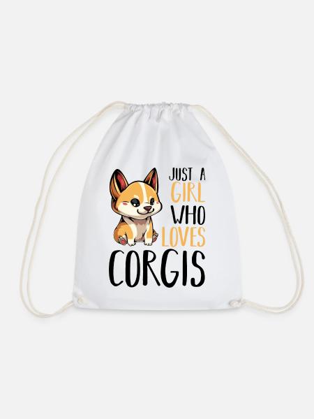 Corgi Mädchen liebt Hunde - Turnbeutel - Weiß