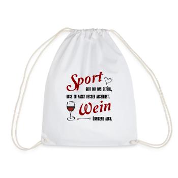 Sport und Wein lustiger Spruch Geschenk - Turnbeutel - Weiß - Vorne