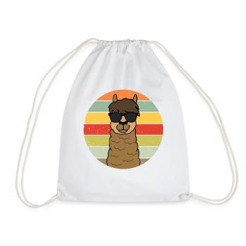 Llama Alpaca Funny Gift Women Men Children - Drawstring Bag - white - Front