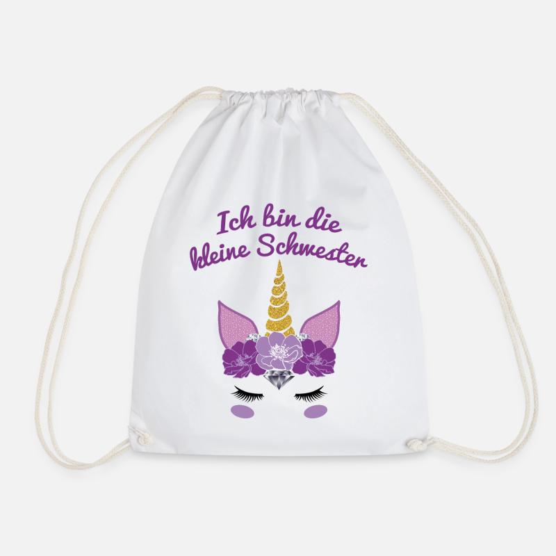Kleine Schwester Geschenk Einhorn Gesicht - Turnbeutel - Weiß
