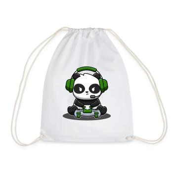 Panda Gamer Controller Gaming Panda Bear Video Game - Drawstring Bag - white - Front