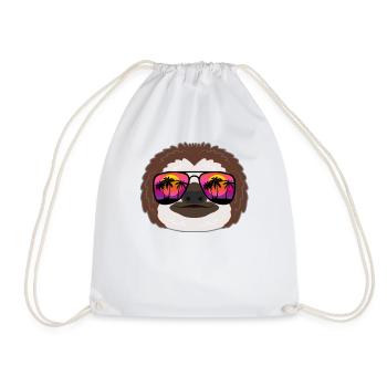 Faultier Sonnenbrille Lustig Geschenk Sommer - Turnbeutel - Weiß - Vorne