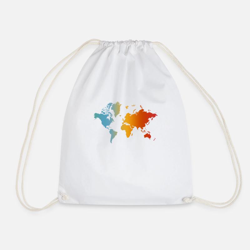 World map world map - Drawstring Bag - white