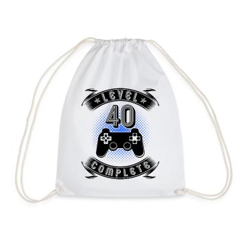 Level 40 Complete 40th Birthday Gamer Gift - Drawstring Bag - white - Front
