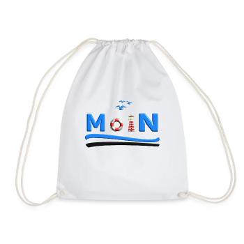 MOIN Rettungsring und Leuchtturm maritim Shirt - Turnbeutel - Weiß - Vorne