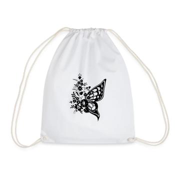 Butterfly flower gift - Drawstring Bag - white - Front