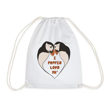 I Puffin Love ya gift for puffin fans - Drawstring Bag - white - Front