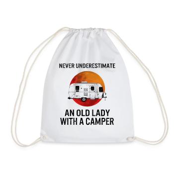 Never Underestimate An Old Lady With A Camper - Drawstring Bag - white - Front