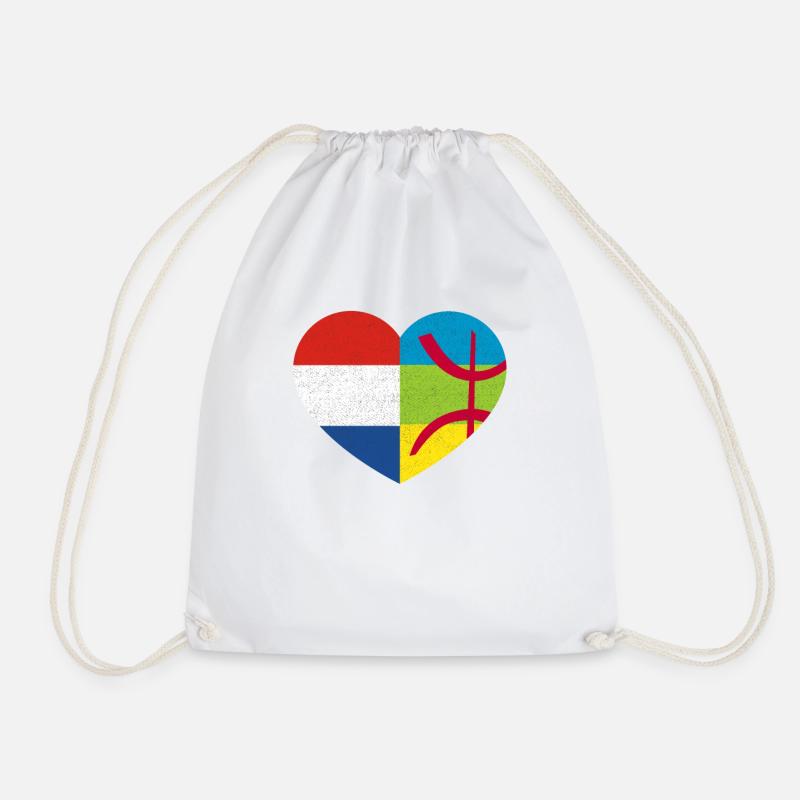 Amazigh Kabyle Dutch Pride Heart Tamazgha - Drawstring Bag - white