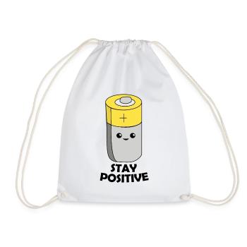 Stay positive battery funny pun positive - Drawstring Bag - white - Front
